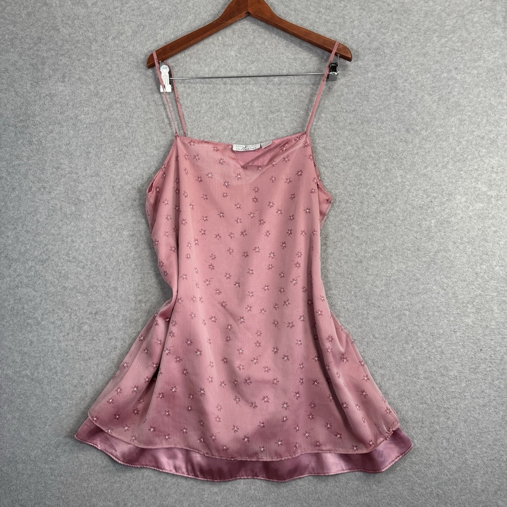 Laura Leigh Ltd Intimates‎ Womens XL Pink Floral Beaded Slip Dress Y2K Nightgown
